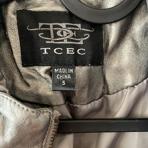 Faux leather metallic Moto jacket - Picture 2 of 7